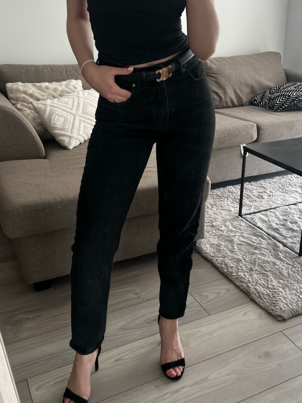 High-Rise Straight Leg Black Women's Jeans